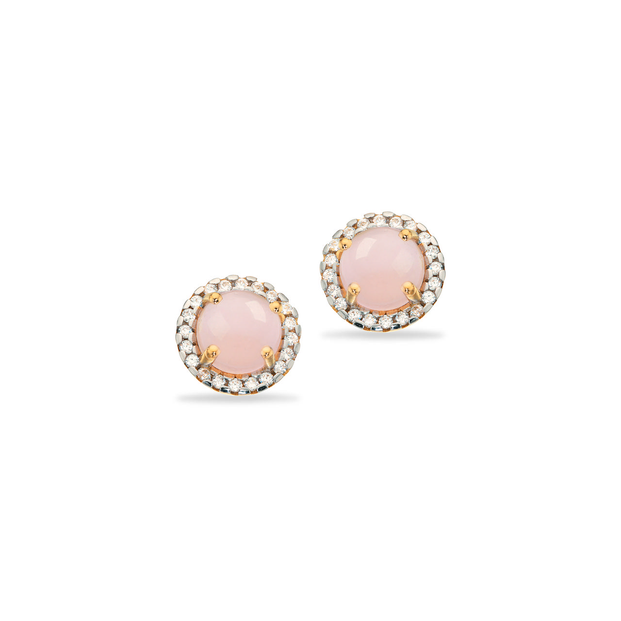 Øreringe syn. rosa quartz + cubic zir. sølv fg.