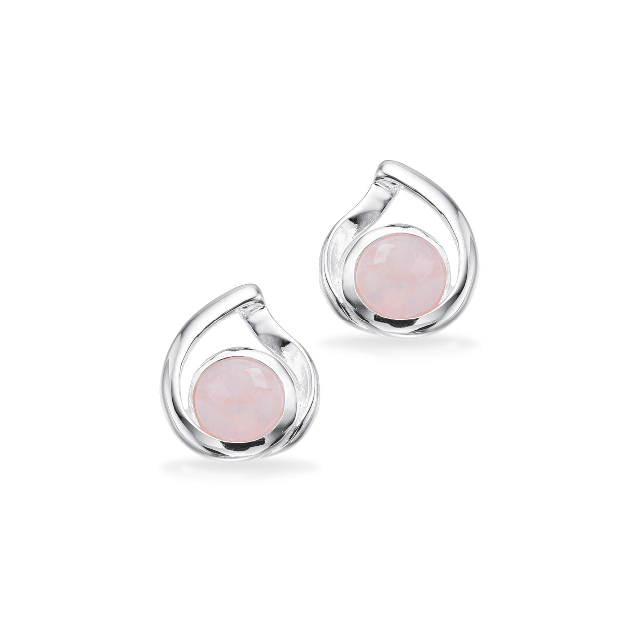 Øreringe rosa quartz sølv