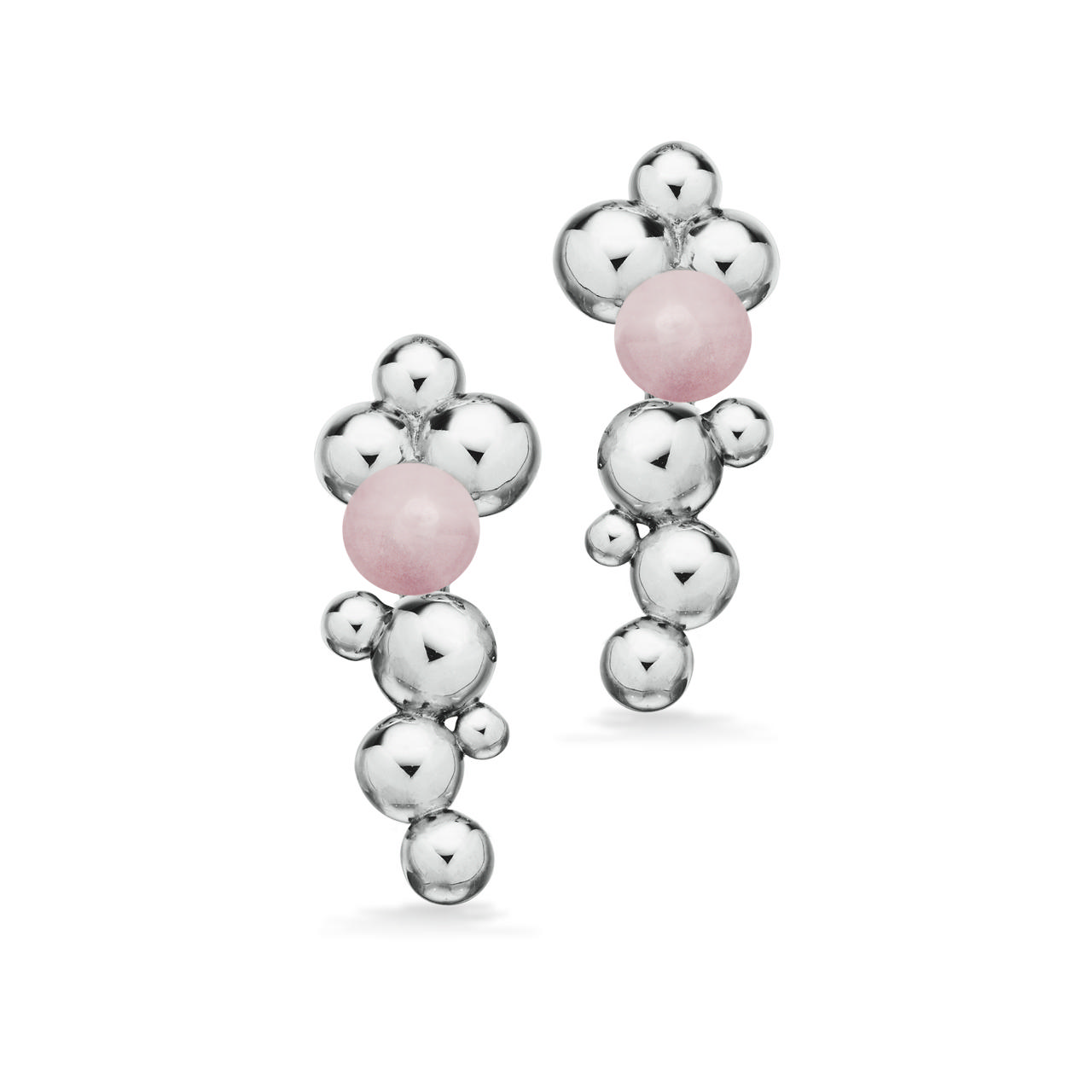 Earsticks rosa quartz 925 platinium