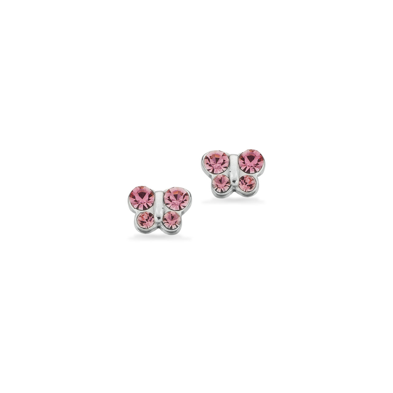 Earsticks butterfly pink zir. 925