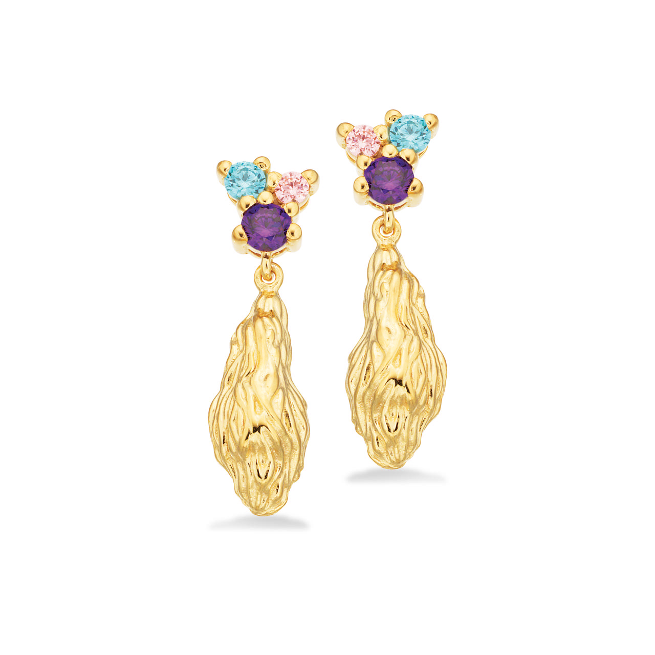 Earhanger purple/blue zir. 925 goldplated