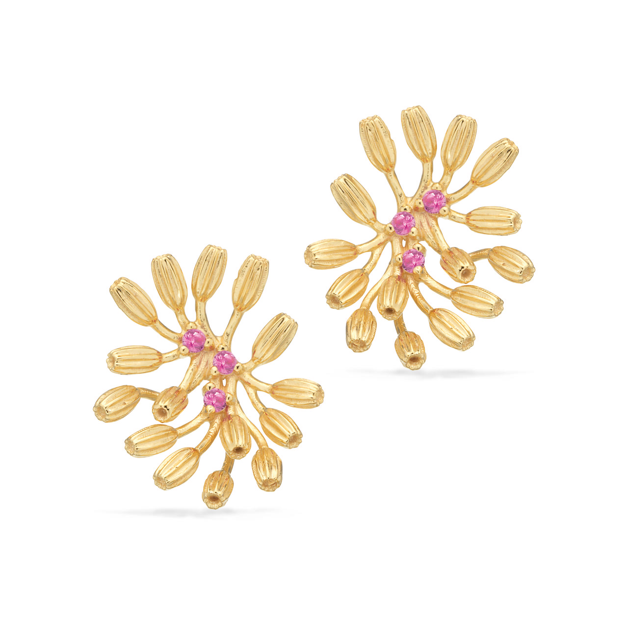 Earsticks pink zir. 925 goldplated