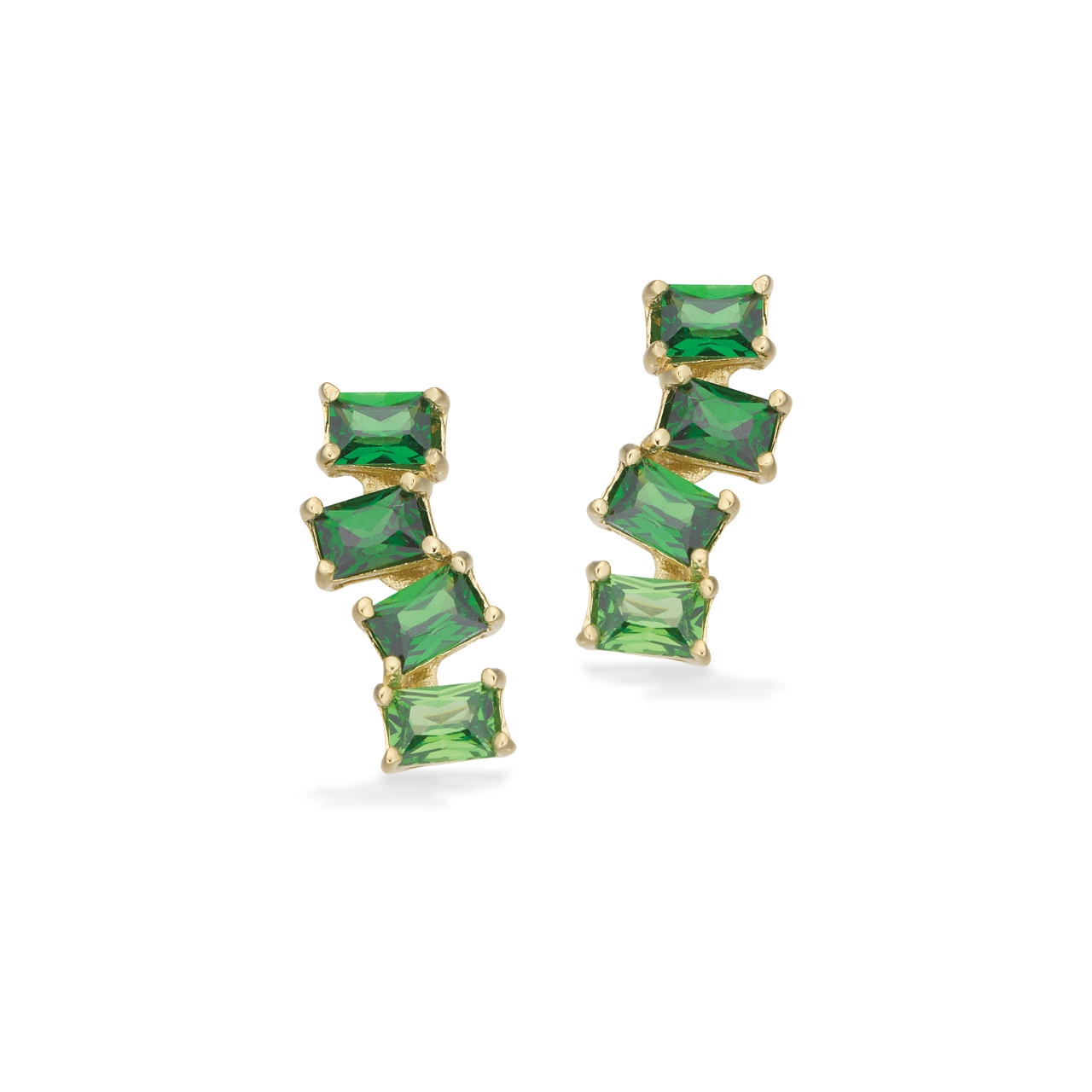 Earsticks green zir. 925 goldplated