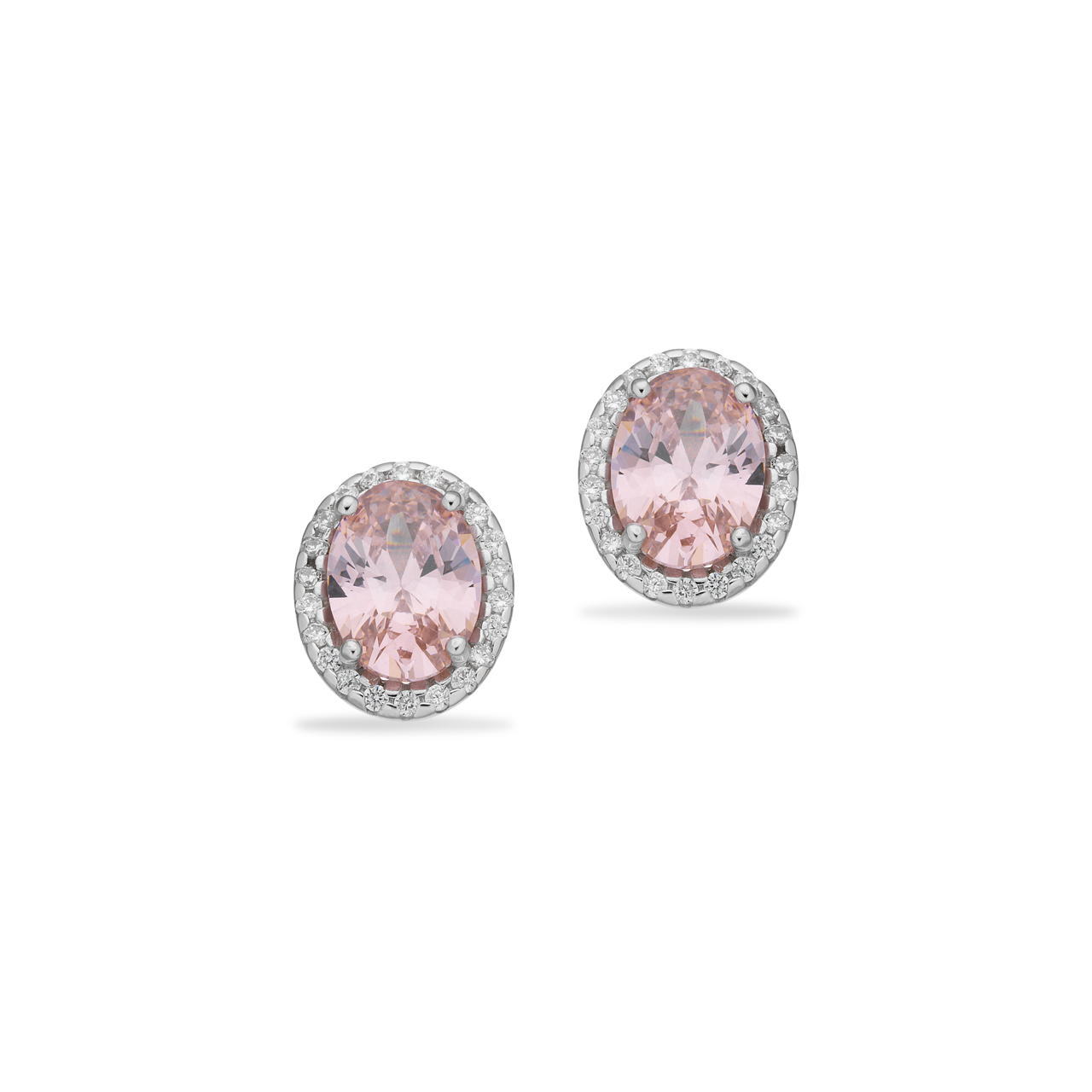 Øreringe roset pink/hvid cubic zir. sølv rh.