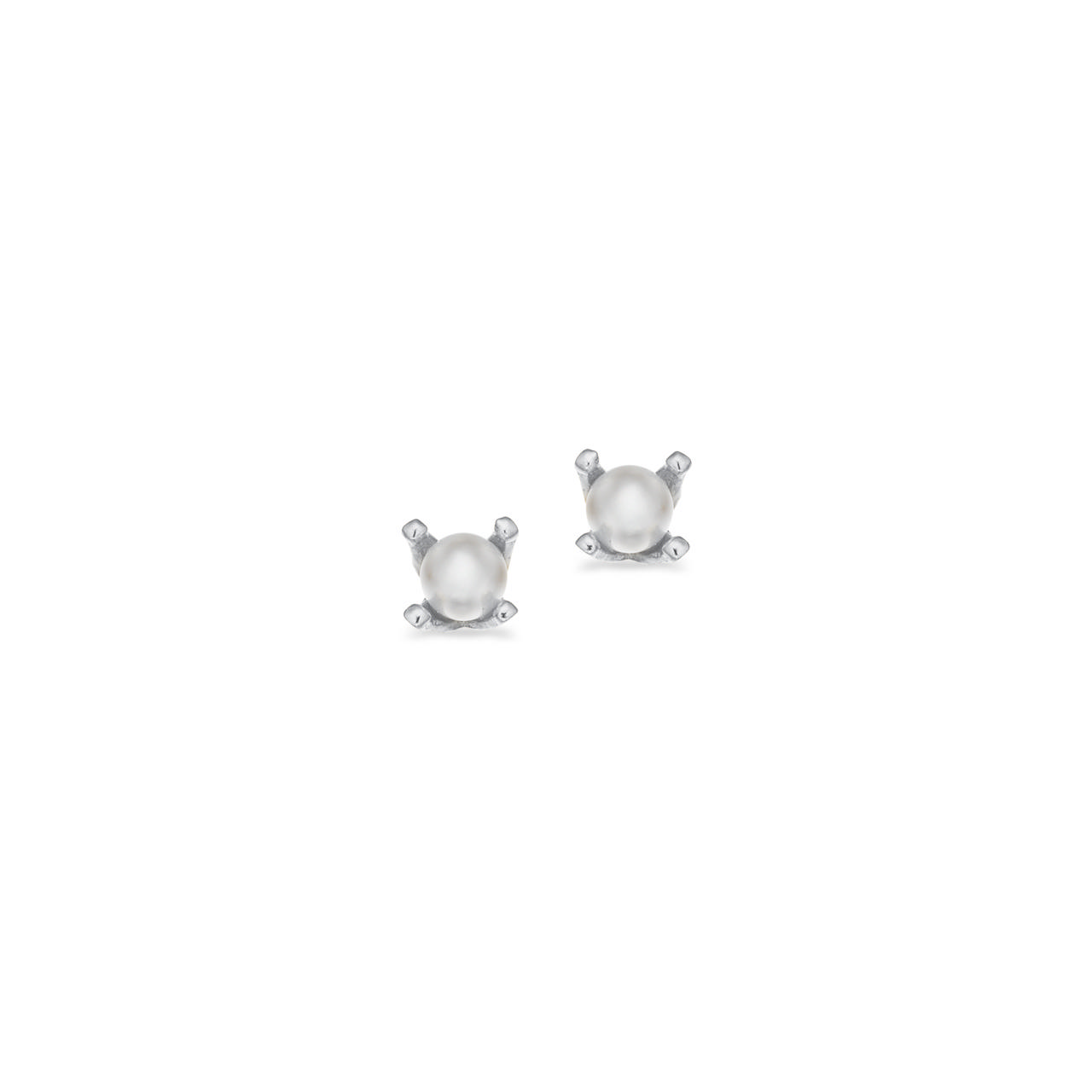 *Øreringe 3 mm. perler m. grabber sølv