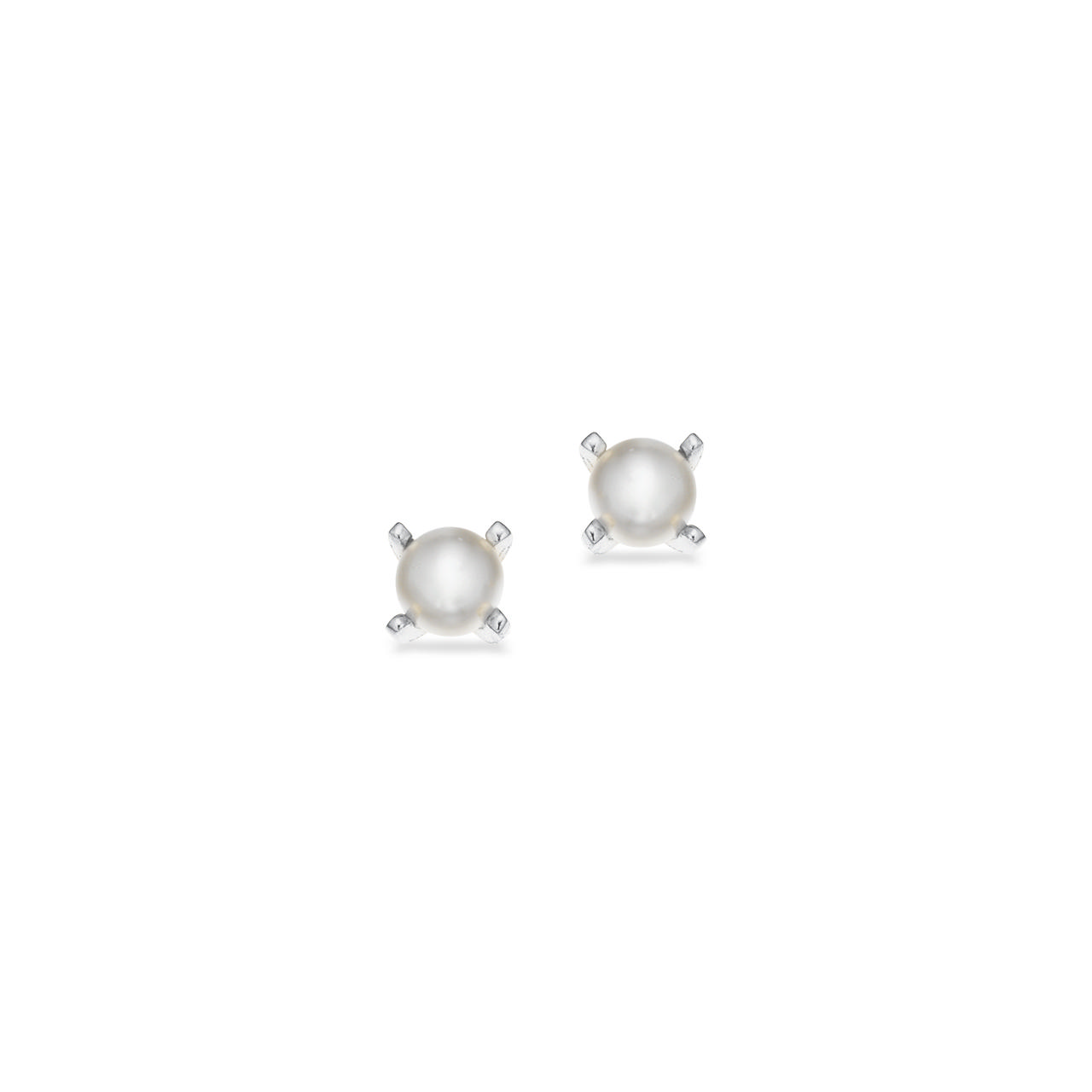 *Øreringe 4 mm. perler m. grabber sølv