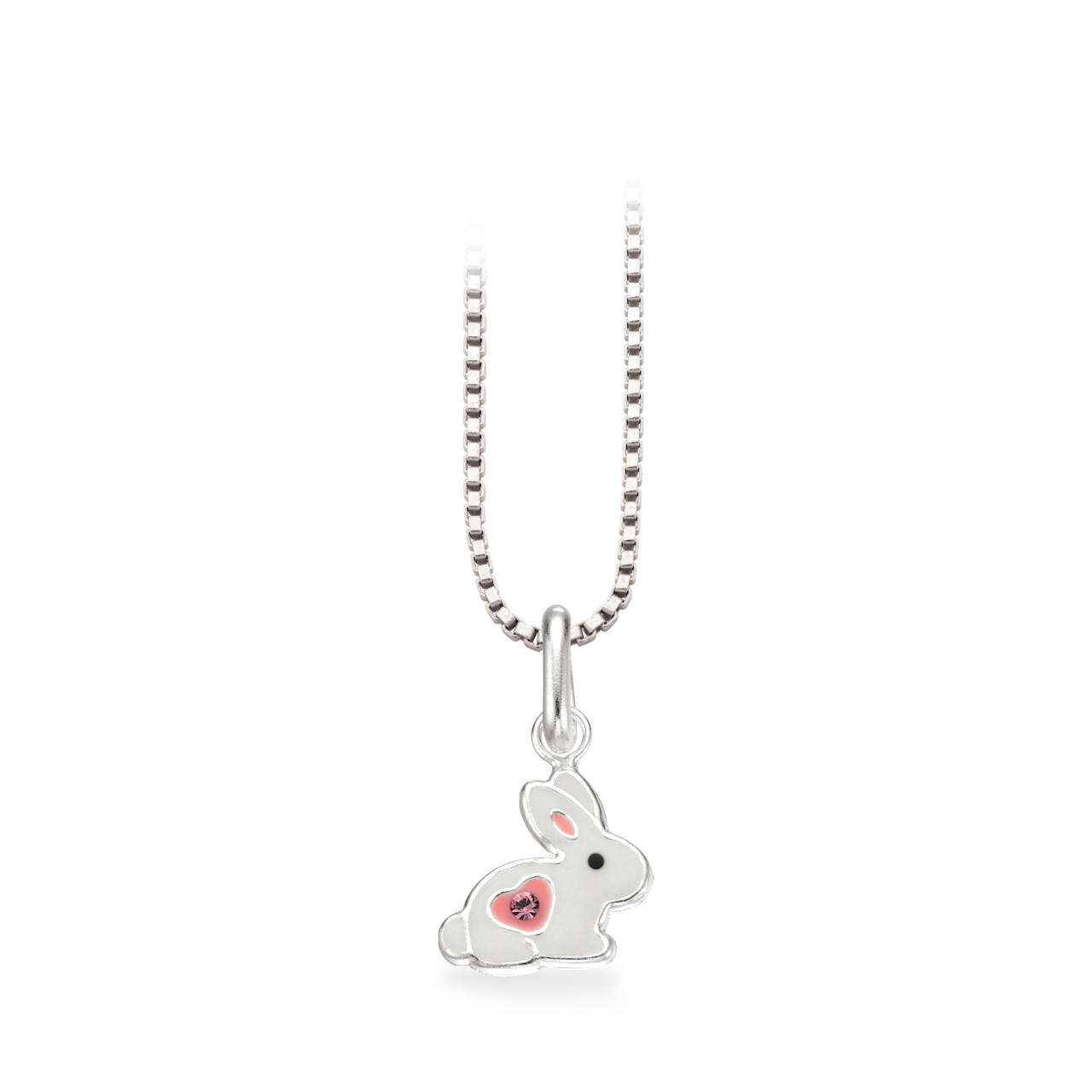 Pendant white bunny pink zir. 925