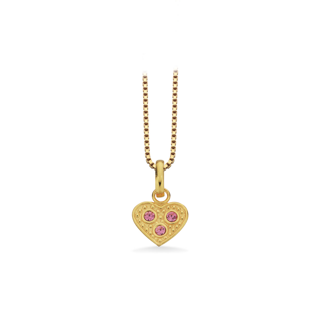 Pendant heart pink zir. 925 goldplated