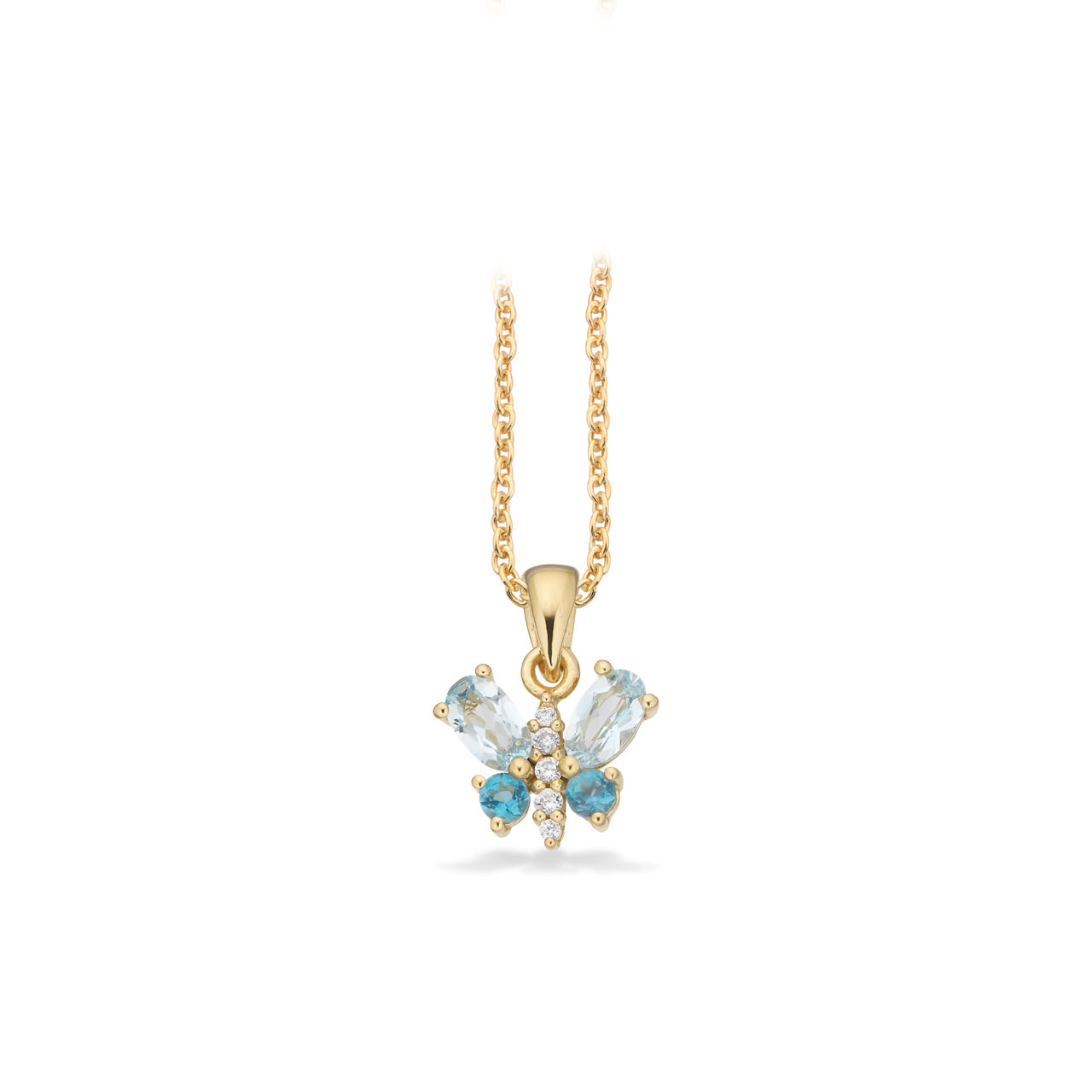 Pendant butterfly blue zir. 925 goldplated