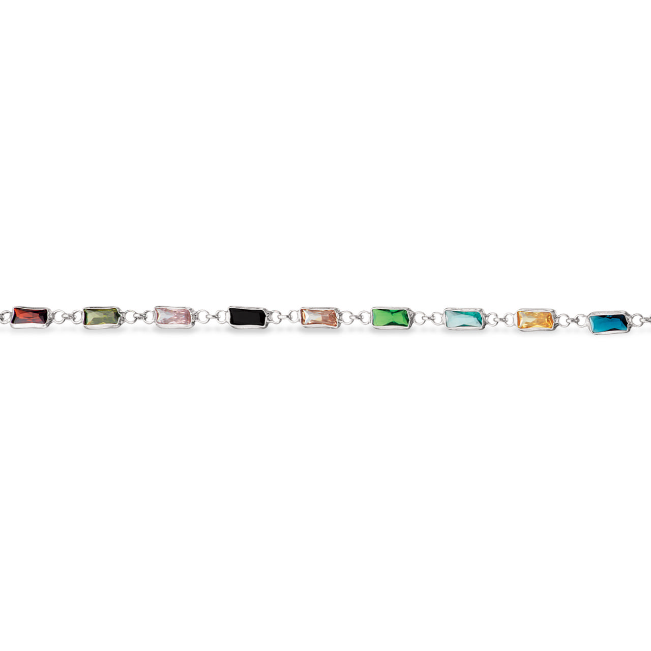 SoHo armbånd baguette rainbow cubic zir.sølv rh.