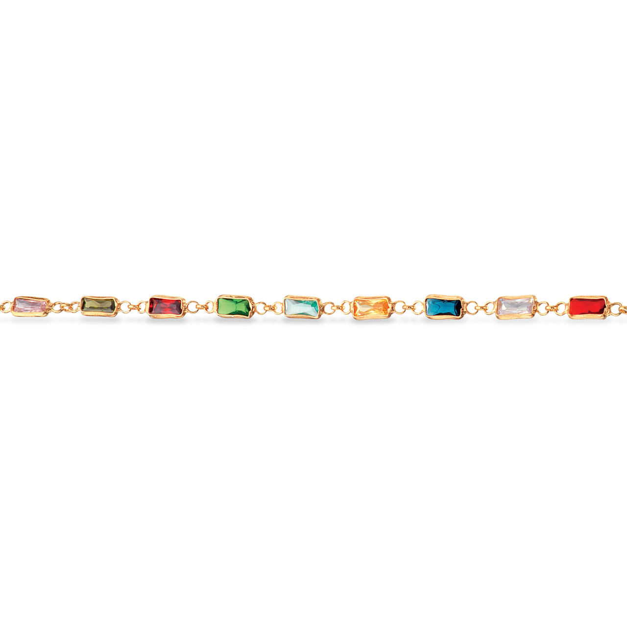 SoHo armbånd baguette rainbow cubic zir.sølv fg.