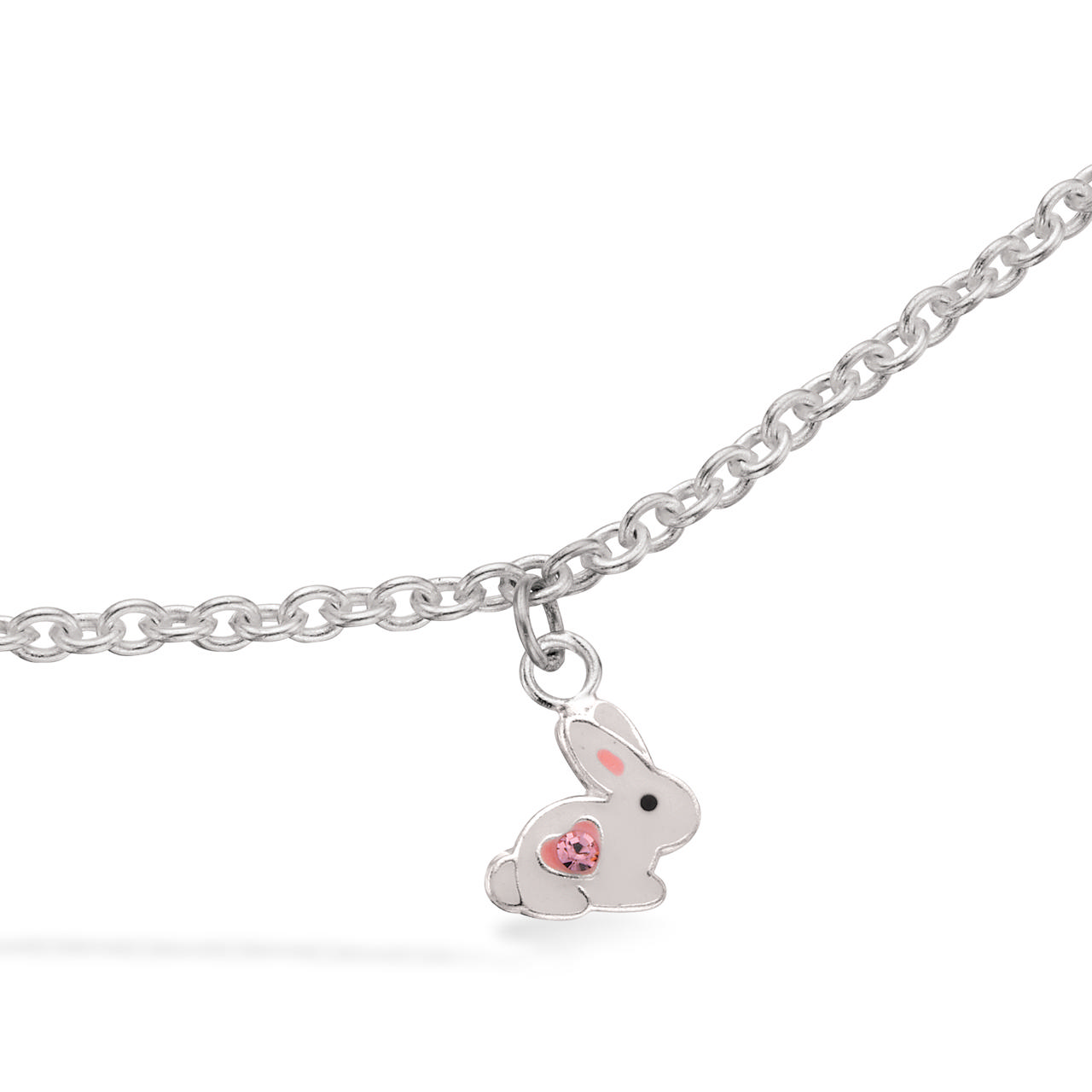 Bracelet white bunny pink zir. 925