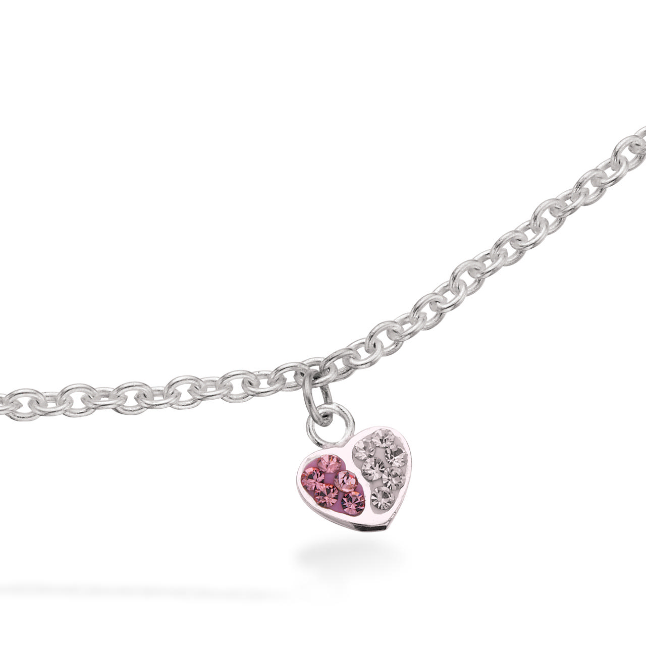 Bracelet heart white/pink zir. 925