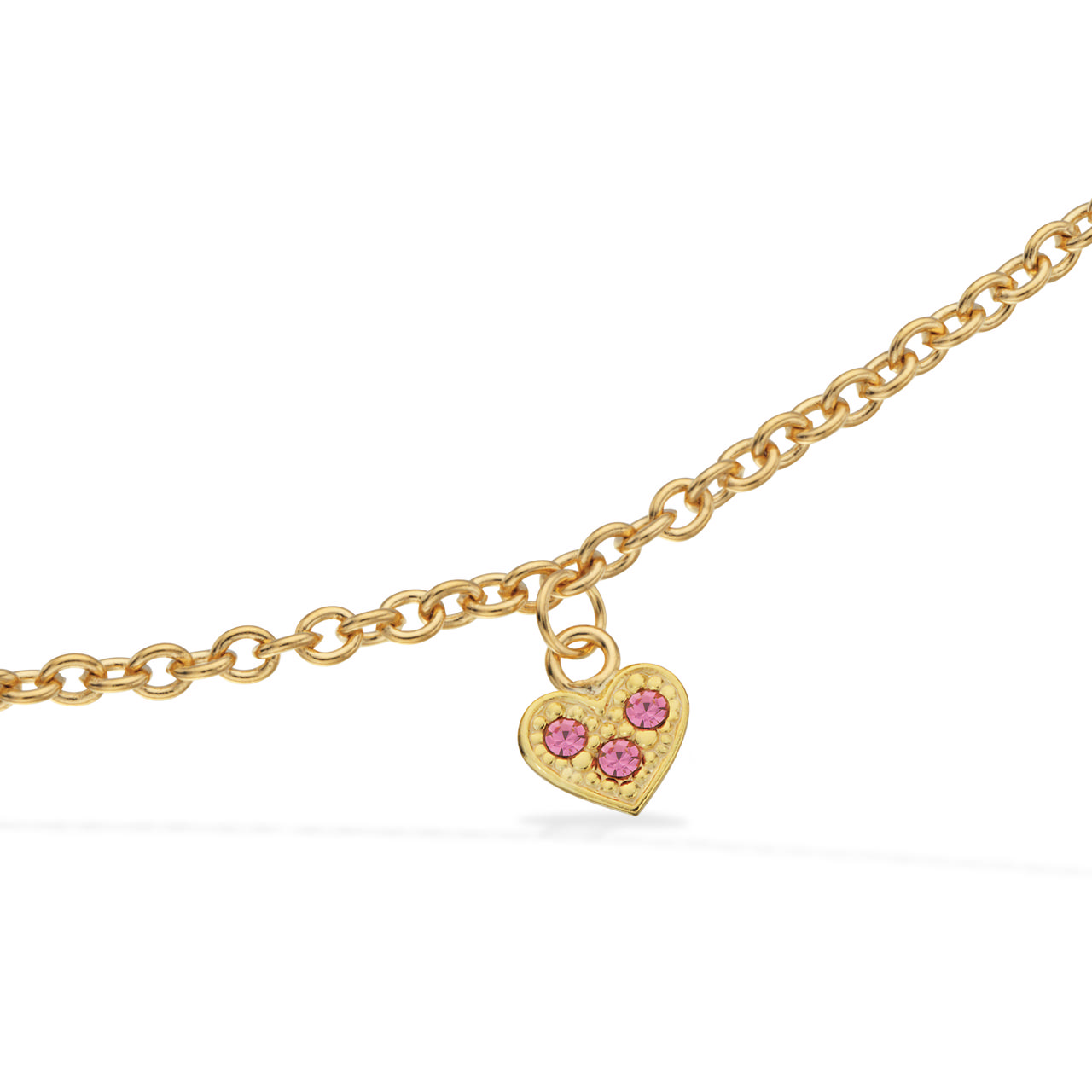 Bracelet heart pink zir. 925 goldplated