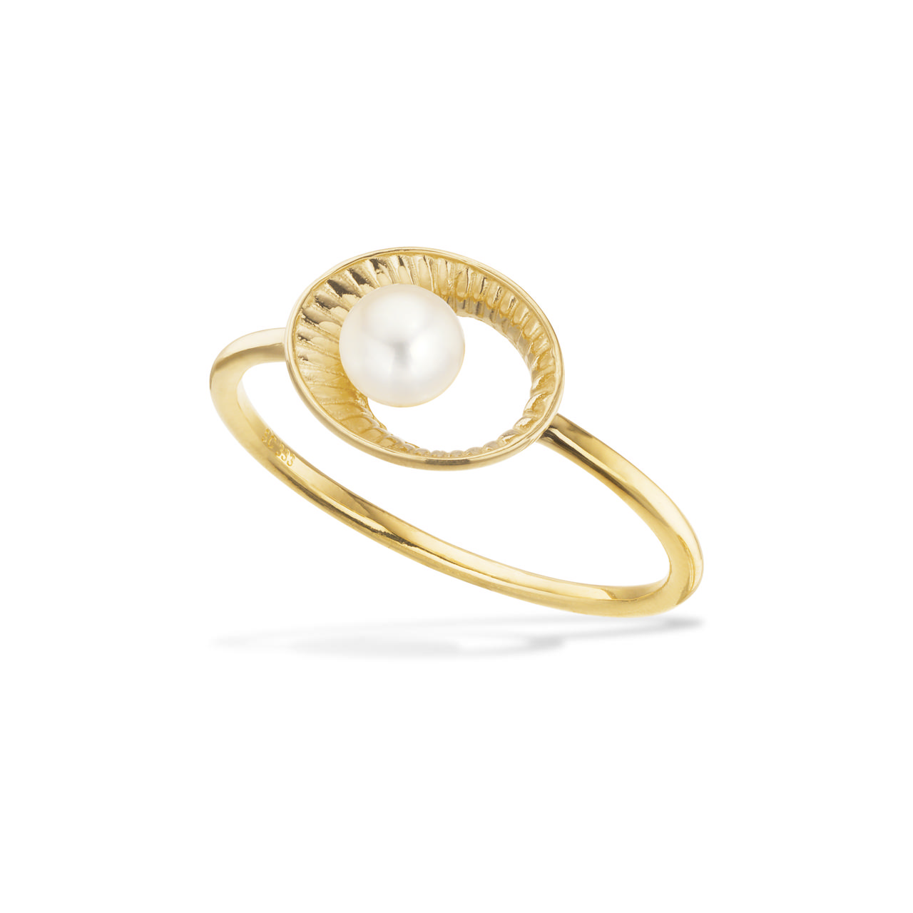Ring oval plissé m. fkp. 8 kt.