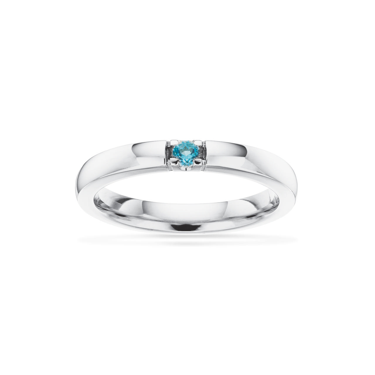 Grace Ring 14 kt. hv. 1x0,07 blå topas