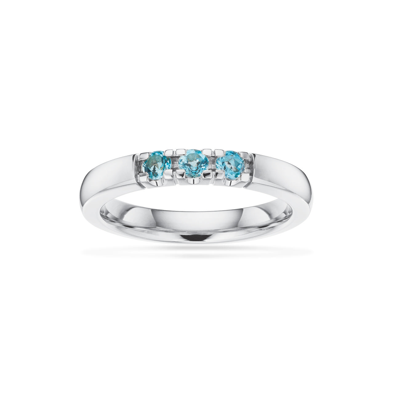 Grace Ring 14 kt. hv. 3x0,07 blå topas