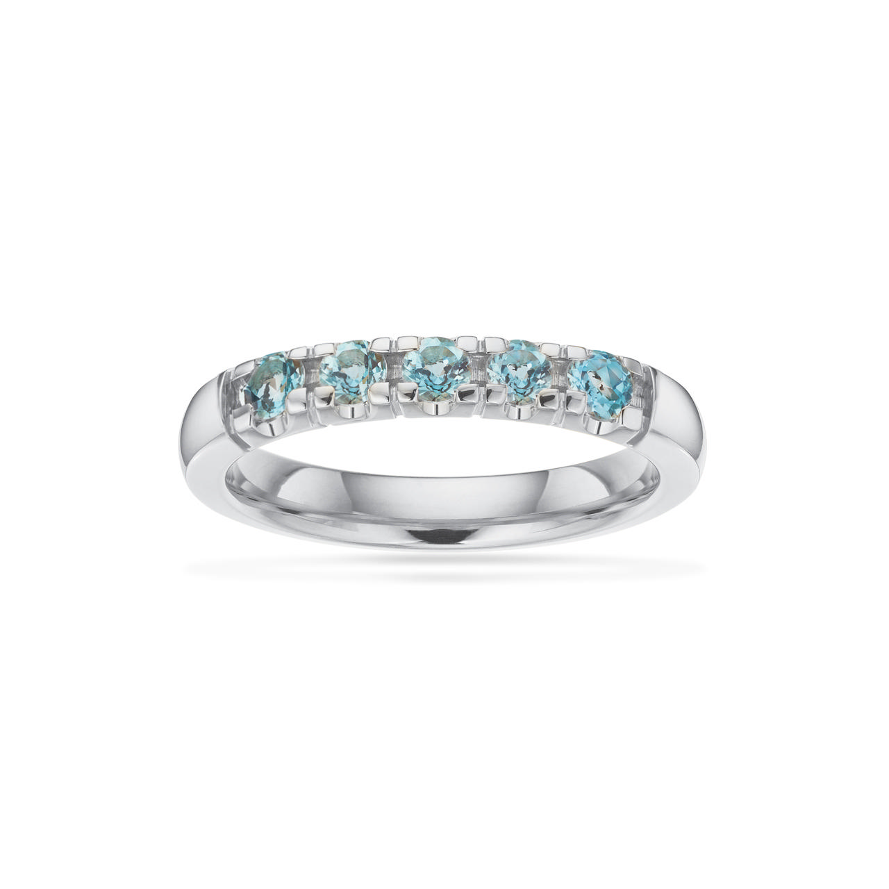 Grace Ring 14 kt. hv. 5x0,07 blå topas