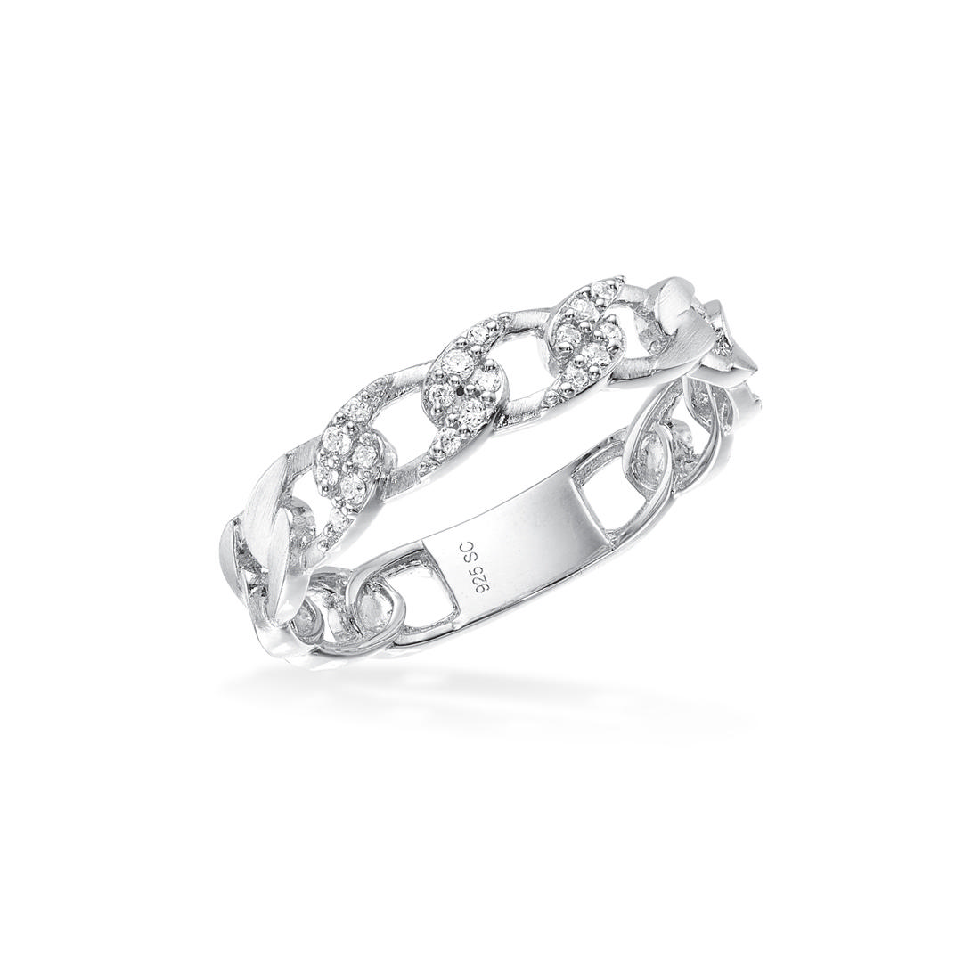 SoHo ring panzer cubic zir. sølv rh.