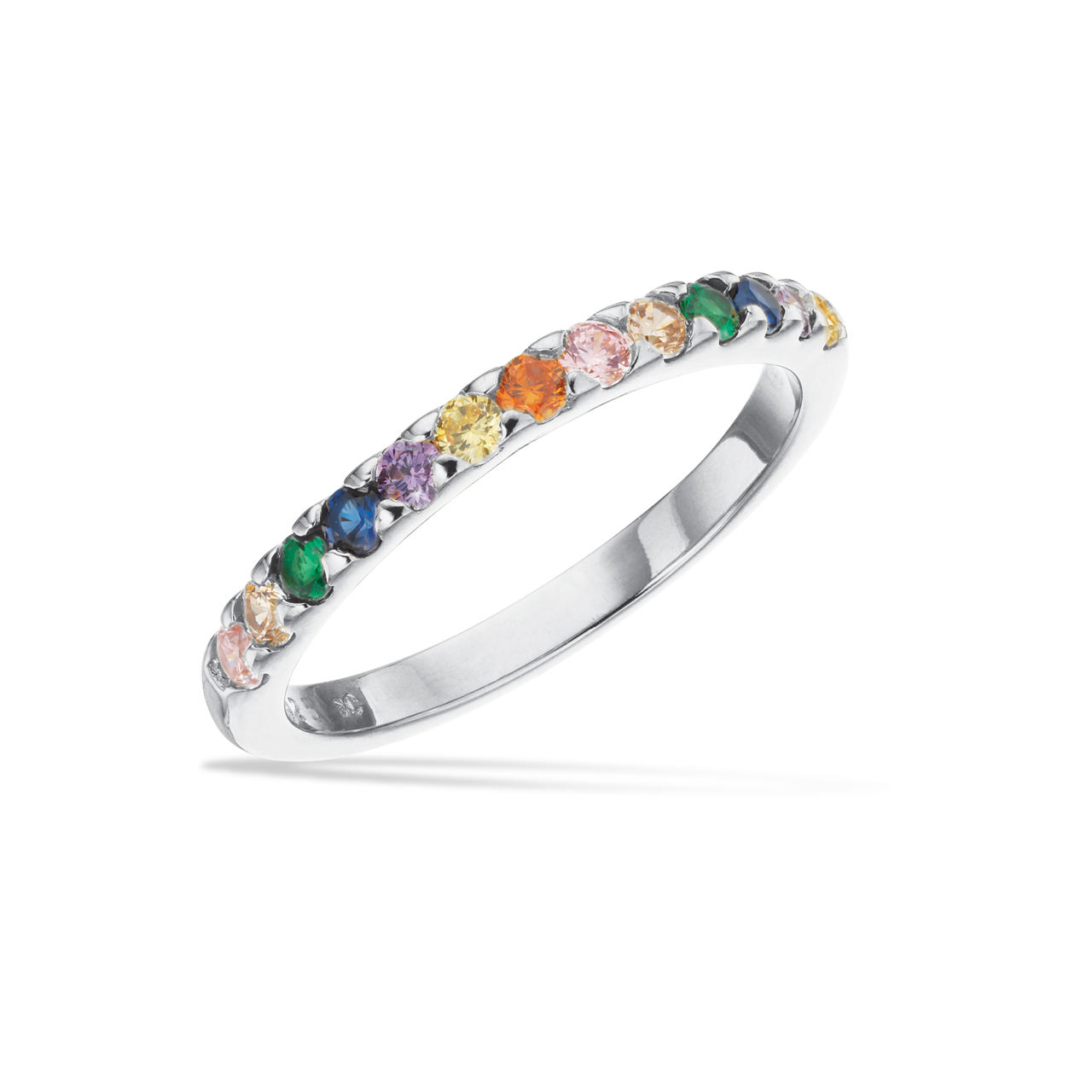 SoHo ring rainbow cubic zir. sølv rh.