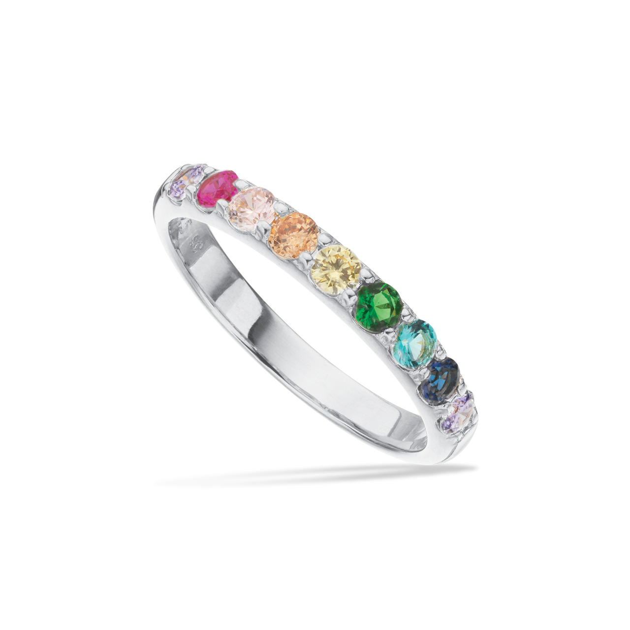 SoHo ring rainbow cubic zir. sølv rh.