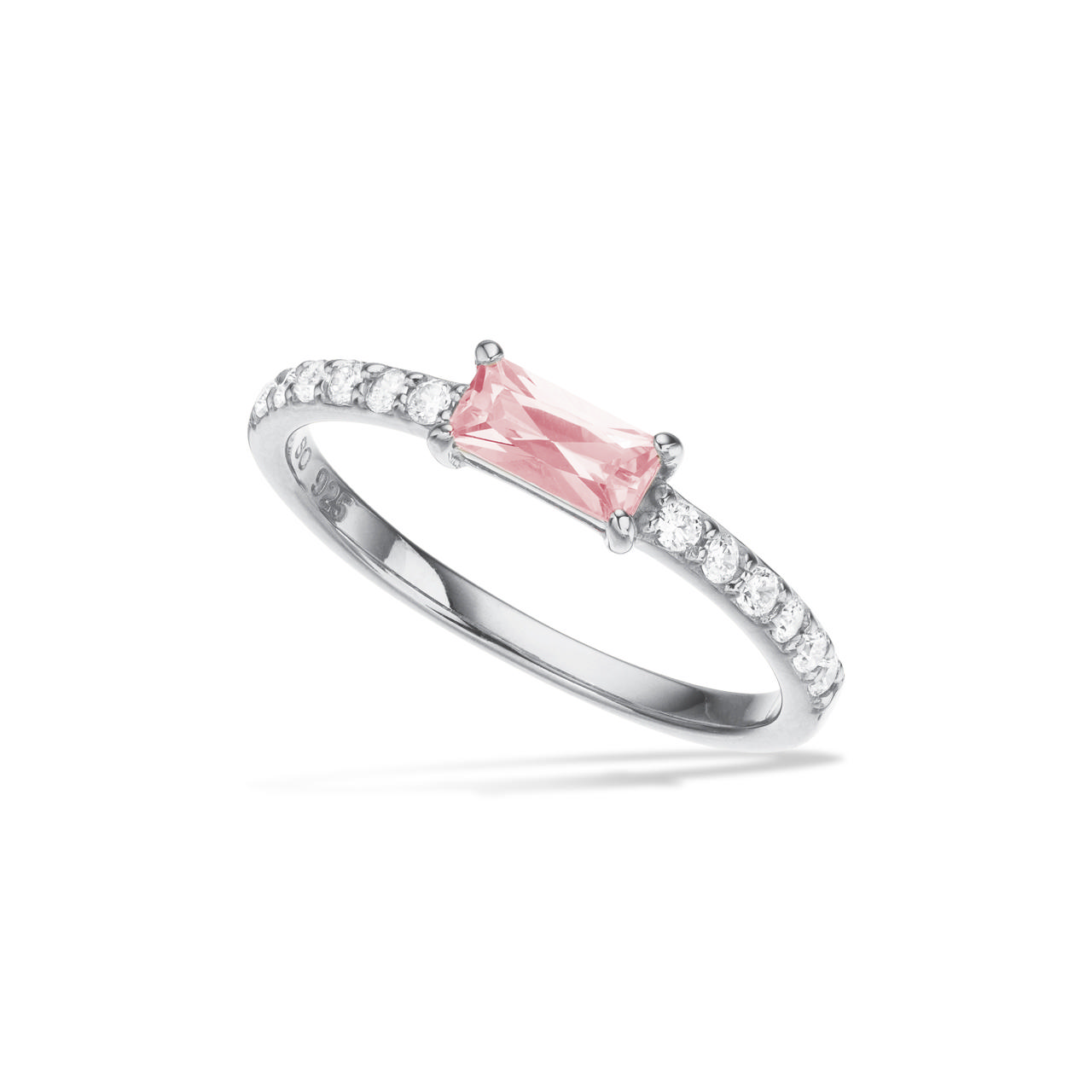 SoHo ring hvid/rosa cubic zir. sølv rh.