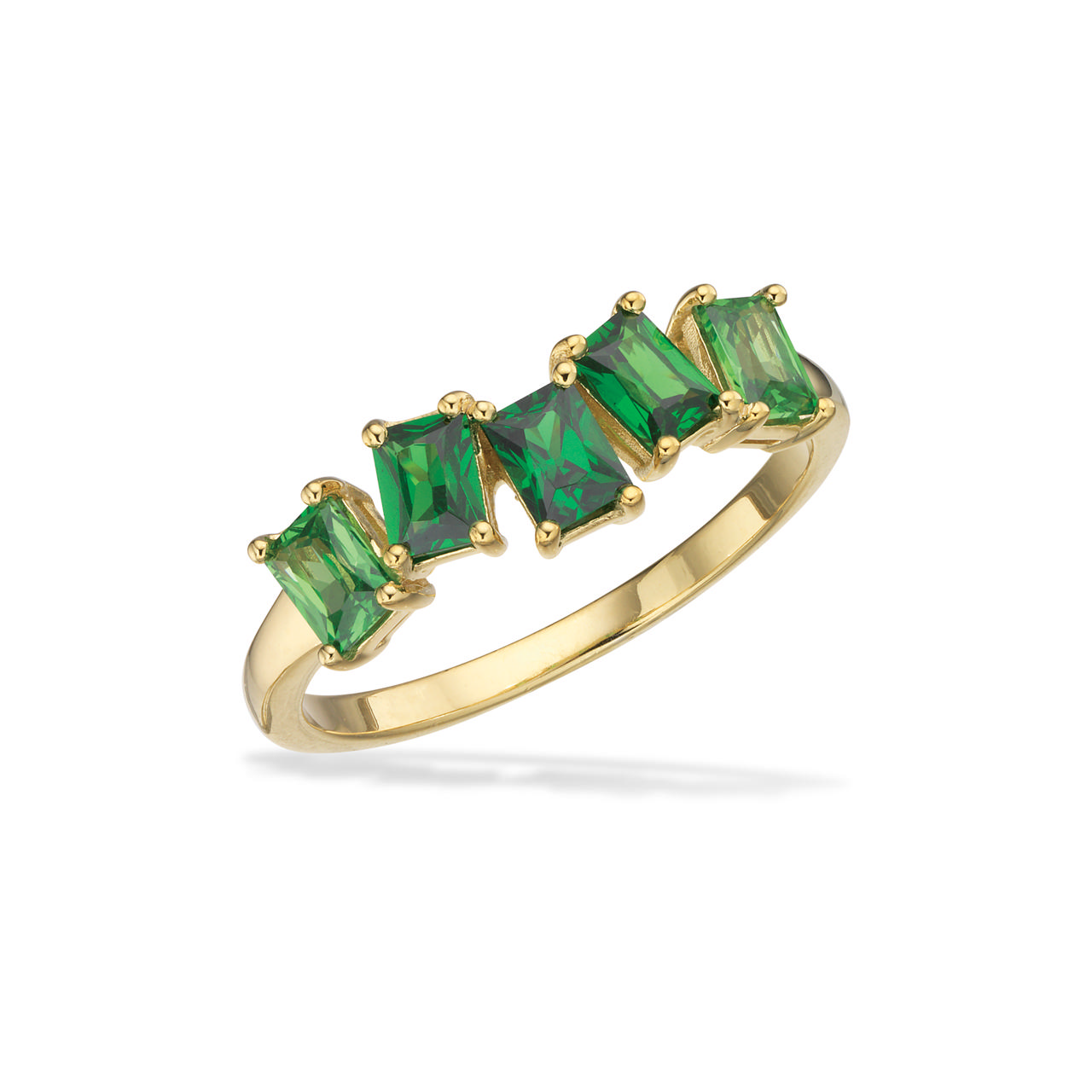 SoHo ring grøn baguette cubic zir. sølv fg.