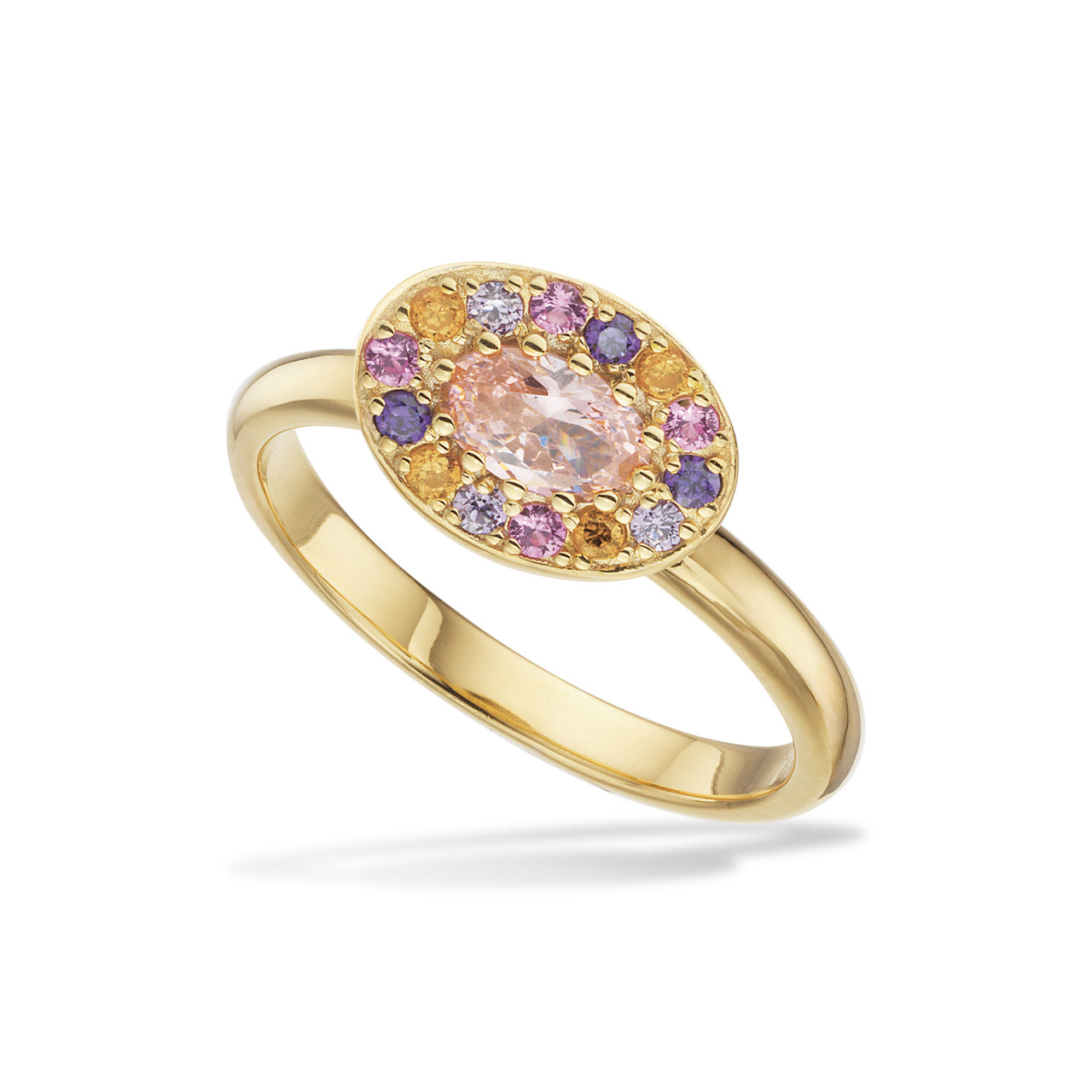 SoHo ring rosa+lilla cubic zir. sølv fg.