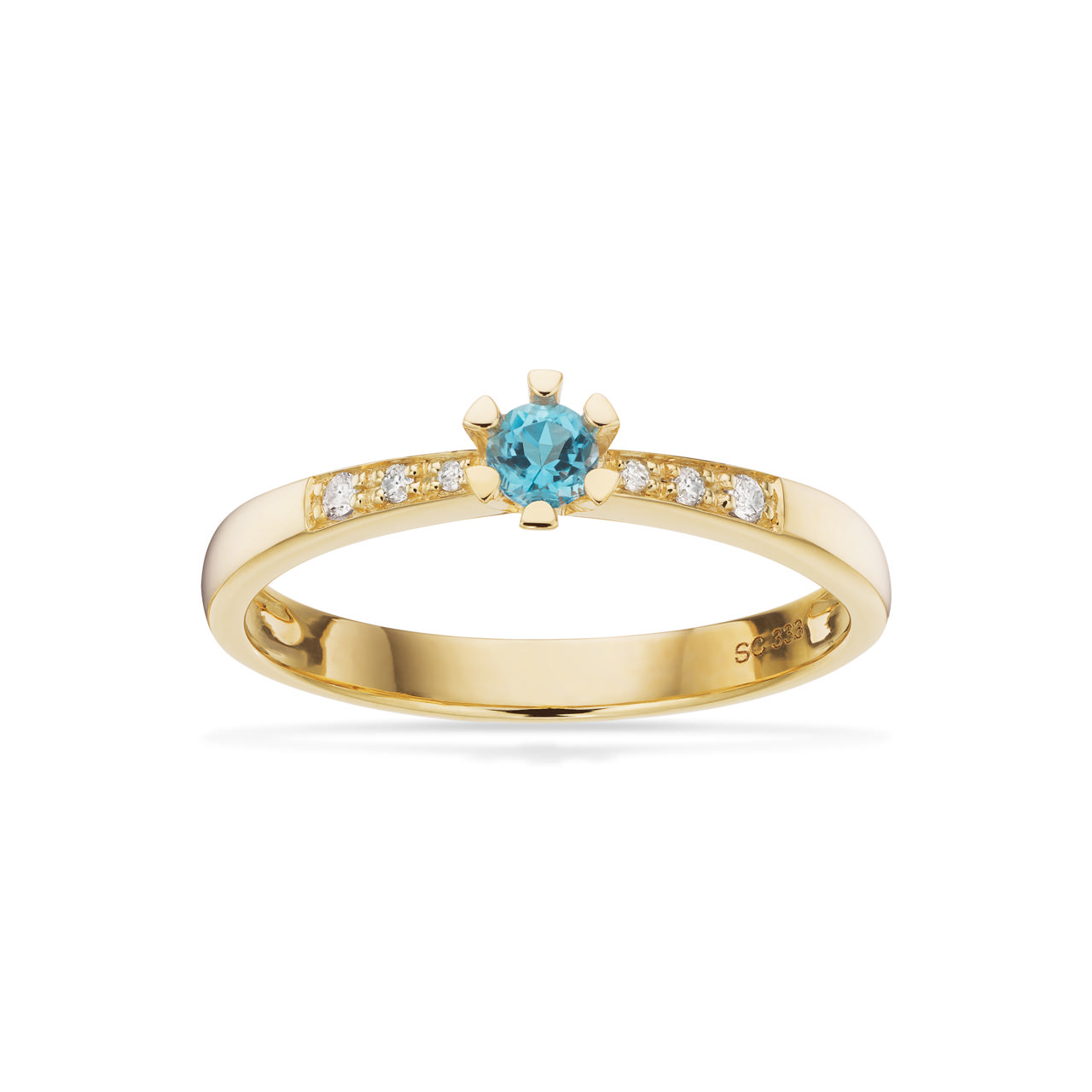 Vida Darling ring 0,10 blå topas+0,04H-W/P1 8 kt