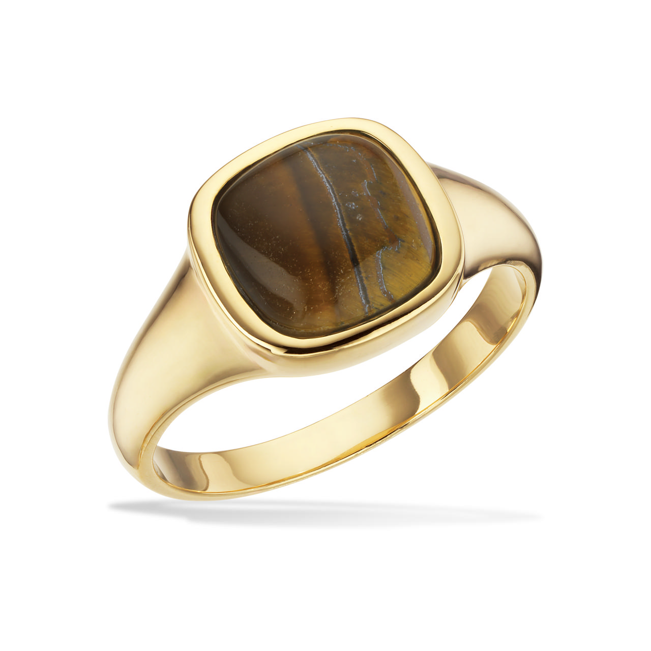 Mens ring tigereye 925 goldplated